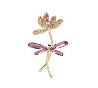 SHINROAD Rhinestone Brooch Lotus Dragonfly Zinc Alloy Pin for Sweaters Hats Bags Multi-Functional Accessory Exquisite Design Practical Wool 1pc