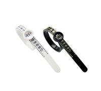 SHINROAD Ring Size Measuring Tool Sizer Belt 2 Pcs Sizers with Magnified Glass for Easy Reading Accurate Scale 1-17 Flexible Durable Finger Black White 2pcs