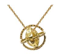 SHINROAD Ring Spin Toy Calming Mind Fidget Necklace Titanium Steel Spinner Decompression Toys Planet Shape Shockproof Manual Anti-Stress Antique Gold