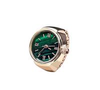 SHINROAD Round Green Dial Watch Ring Wristwatch Elegant Stainless Steel Band Men Women Couple Finger Fashion Rose Gold