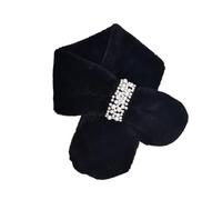 SHINROAD Warm Scarf Easy Wear Fashion Women Simulated Pearl Plush Scarf Black