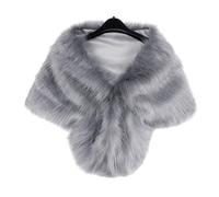 SHINROAD Warm Women Shawl Coat Luxurious Faux Fur Women's Autumn Winter Artificial Solid Color Thickened Coldproof Cape for Formal Grey One Size