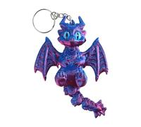SHINROAD Winged Dragon Keychain 3d Printed with Moving Tail Design Keyring for Bags Luggage Schoolbags Car Interiors Colorful Fantasy Red & Blue