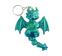 SHINROAD Winged Dragon Keychain 3d Printed with Moving Tail Design Keyring for Bags Luggage Schoolbags Car Interiors Colorful Fantasy Blue & Green