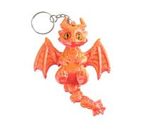 SHINROAD Winged Dragon Keychain 3d Printed with Moving Tail Design Keyring for Bags Luggage Schoolbags Car Interiors Colorful Fantasy Gold & Pink