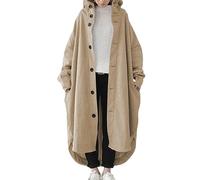 SHINROAD Winter Maxi Coat Women's Hooded Comfortable Long with Irregular Hem Single-breasted Button Closure Pockets Perfect for Autumn