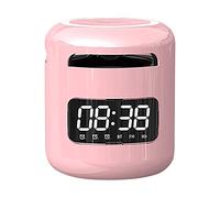 SHINROAD Wireless Alarm Clock Multifunctional Sound Box Mega Bass Night Light Bluetooth-Compatible 5.0 Lossless Speaker for Listening to Music Pink