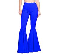 SHINROAD Women flared trousers yoga pants Elastic Hip Lifting Lady Skinny Sports Mermaid Flared Pants Streetwear Blue 2XL