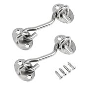 Shinsilur 2Pcs Cabin Hooks and Eye Latch Lock Cabinet Latche, Barn Door Hook Lock, Eye Latch, Swivel Window Hook for Sliding Door Bedroom Bathroom Windows Gates 3 Inch