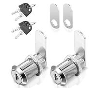 Shinsilur 2PCS Cabinet Lock with 2 Keys - 18mm Diameter Cam Lock for Cupboards, Drawers, Letterbox, Mailbox and Lockers (1, 16MM)