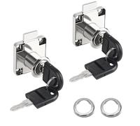 Shinsilur 2PCS Drawer cam Lock,Stainless Steel Hardware Cabinet Door Lock,Household Wardrobe Door Lock,Lock with Key and mounting ring22MM