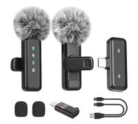 SHINSOTE Wireless Lavalier Microphone for iPhone, Mini Mic with LED Display, Plug and Play, Noise Reduction, Lav Mic for Video Recording, Podcast, YouTube, TikTok (Mic2)
