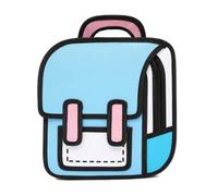SHINsuke Kawaii Comic Backpack, Back to School Supplies, Cute 3D Jump Style 2D Drawing From Cartoon Paper Backpack (Light Blue)