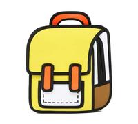 SHINsuke Kawaii Comic Backpack, Back to School Supplies, Cute 3D Jump Style 2D Drawing From Cartoon Paper Backpack (Yellow)