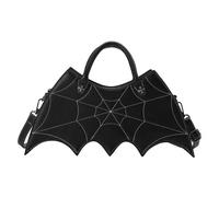 SHINsuke Women Novelty Gothic Bat Wing Crossbody Bag, PU Spider Web Kawaii Tote Shoulder Bag for Halloween, Casual (Black)