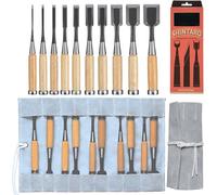 SHINTARO Authentic Japanese Chisel Set of 10 Pieces(3mm,6mm,9mm,12mm,15mm,21mm,24mm,30mm,36mm,42mm),with Leather Rollup Case (3,6,9,12,15,21,24,30,36,42mm)