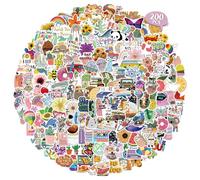 SHINTAYL 200PCS Preppy Vinyl Stickers - Waterproof Cute Sticker with Mixed Graffiti Animal Flower Decals, Water Bottle Stickers Pack for Laptop, Phone, Luggage, Skateboard for Teens Girls Kids