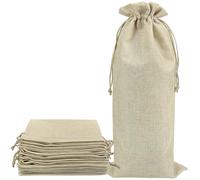Shintop 10pcs Jute Wine Bags 1.5L, 16 x 6.7 inches Hessian Wine Bottle Gift Bags with Drawstring (Brown)