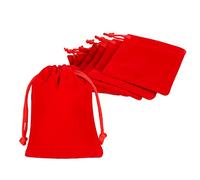 Shintop 10pcs Velvet Drawstring Bags, Velvet Pouches for Jewelry Gift Packaging (Red)