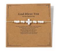 SHINUS BOHO Beaded Charm Braided Bracelets for Women Men, Cute Handmade Beads Adjustable Beige Rope String Lucky Bracelet Friendship Holiday Jewelry Gift, 7.0, Plastic, no gemstone