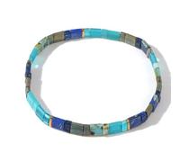 SHINUS BOHO Candy Colorful Tila Flat Seed Beads Stretch Strand Bracelets for Women Trendy Unique Friendship Handmade Mixed Square Beaded Link Stackable Summer Jewelry Gifts, 7.0, no gemstone
