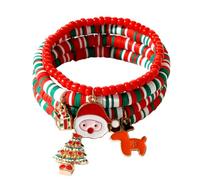 SHINUS BOHO Christmas Day Surfer Heishi Beaded Bracelets for Women Stackable Vinyl Disc Clay Stretch Bracelet Elastic Layering Friendship Winter Jewelry Gifts, 7.0, Plastic, no gemstone