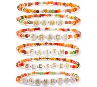 SHINUS BOHO Christmas Day Surfer Heishi Beaded Bracelets for Women Stackable Vinyl Disc Clay Stretch Bracelet Elastic Layering Friendship Winter Jewelry Gifts, 7.0, no gemstone