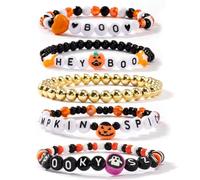 SHINUS BOHO Christmas Day Surfer Heishi Beaded Bracelets for Women Stackable Vinyl Disc Clay Stretch Bracelet Elastic Layering Friendship Winter Jewelry Gifts, 7.0, Plastic, no gemstone