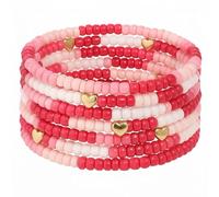 SHINUS BOHO Christmas Day Surfer Heishi Beaded Bracelets for Women Stackable Vinyl Disc Clay Stretch Bracelet Elastic Layering Friendship Winter Jewelry Gifts, 7.0, no gemstone