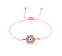 SHINUS BOHO Colorful Evil Eye Beaded Gold String Bracelets For Women Men,Protection Handmade Adjustable Rope Cord Thread Friendship Couple Matching Trendy Jewelry Gifts, 7.0, Plastic, no gemstone