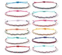 SHINUS BOHO Colorful String Stack Bracelets Set for Women,Adjustable Dainty Rope Protection Luck Thread Jewelry Friendship Gift Bulk, 5 UK, Resin, no gemstone
