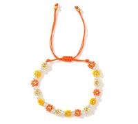 SHINUS BOHO Disney Colorful Disney Flower Pearl Glass Beaded Bracelets for Women,Adjustable Handmade Lucky Rope Boho Floral Summer Beach surfer Cute Friendship Birthday Gifts, 7.0, Glass, no gemstone