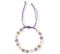 SHINUS BOHO Disney Colorful Disney Flower Pearl Glass Beaded Bracelets for Women,Adjustable Handmade Lucky Rope Boho Floral Summer Beach surfer Cute Friendship Birthday Gifts, 7.0, Glass, no gemstone