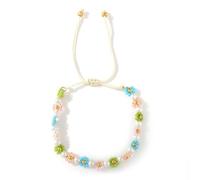 SHINUS BOHO Disney Colorful Disney Flower Pearl Glass Beaded Bracelets for Women,Adjustable Handmade Lucky Rope Boho Floral Summer Beach surfer Cute Friendship Birthday Gifts, 7.0, Glass, no gemstone