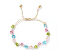 SHINUS BOHO Disney Colorful Flower Pearl Glass Beaded Bracelets for Women,Adjustable Handmade Lucky Rope Boho Floral Summer Beach surfer Cute Friendship Birthday Gifts, 7.0, no gemstone