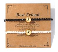 SHINUS BOHO Gold Statement String Beaded Strand Matching Forever Couple Bracelets for Women,Stackable Permanent Boho Beads Friendship Long distance Touch Jewelry Gift for Him Valentines Day