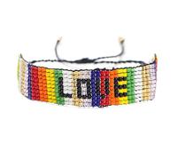 SHINUS BOHO Rainbow Handmade Love Surfer Beaded Bracelets for Women Men Waterproof Adjustable Braided Style Rope Bangle Best Friendship Summer Mothers Day Jewelry Gift