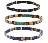 SHINUS BOHO Tila Flat Colorful Beaded Stack Bracelets Set for Women, Trendy Handmade Miyuki Glass Beads Stretch Bohemia Bracelet Festive Holiday Accessories Jewelry Gift., 7.0, no gemstone