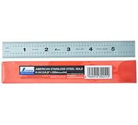 Shinwa H-3412A 6" 150 mm Rigid English Metric Zero Glare Satin Chrome Stainless Steel E/M Machinist Engineer Ruler/Rule with Graduations in 1/64, 1/32, mm and .5 mm