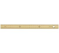 Shinwa Sokutei Bamboo Ruler 30cm (Upper and Lower 1mm Pitch) with Eyelet (71760) (Japan Import)