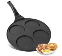 SHINWHEN Pancake Fried Egg Pan Diameter 26 cm, 4 Holes, Induction Ceramic Gas Electric, Poffertjes Pan, Pancake Maker, Egg Pan, Fried Egg Pan, Liwanzen Poffertjes Blinis