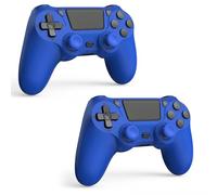 SHINXIN PS4 Controller 2 Pack for PS4/Slim/Pro/PC with Dual Vibration/3.5mm Audio/Type-C Port and 2 pcs Type-C Cable (Blue + Blue)