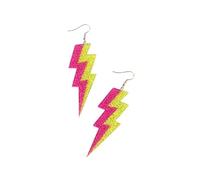 Shiny 70s80s Neon Lightning Dangle Earrings for Women Colorful Retro Acrylic Lightning Earrings Halloween 80's Party Outfit Gifts Jewelry, M, Zinc, No Gemstone