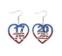 Shiny Acrylic 1776 2026 250th Anniversary Dangle Earrings Glitter Resin Red White Blue 4th of July Independence Day Patriotic Earrings for Women USA 250th Anniversary Celebration Jewelry Gifts, M