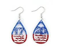 Shiny Acrylic 1776 2026 250th Anniversary Dangle Earrings Glitter Resin Red White Blue 4th of July Independence Day Patriotic Earrings for Women USA 250th Anniversary Celebration Jewelry Gifts