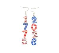 Shiny Acrylic 1776 2026 250th Anniversary Dangle Earrings Glitter Resin Red White Blue 4th of July Independence Day Patriotic Earrings for Women USA 250th Anniversary Celebration Jewelry Gifts