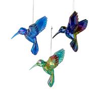 Shiny Acrylic Hummingbird Ornaments (set OF 3 Assorted) by Kurt Adler