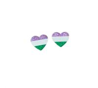 Shiny Acrylic LGBT Rainbow Pride Earrings Lesbian Bisexual Pansexual Transgender Heart Stud Earrings LGBTQ Pride Jewelry, Acrylic, No Gemstone