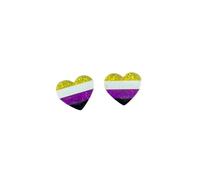 Shiny Acrylic LGBT Rainbow Pride Earrings Lesbian Bisexual Pansexual Transgender Heart Stud Earrings LGBTQ Pride Jewelry, Acrylic, No Gemstone