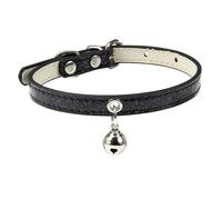 Shiny Adjustable Leather Cat Safety Collar With Bell For Pug Yorkshire Terrier Chihuahua Shiba Inu,G,XS